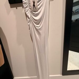 Rouched Side Slit Maxi skirt